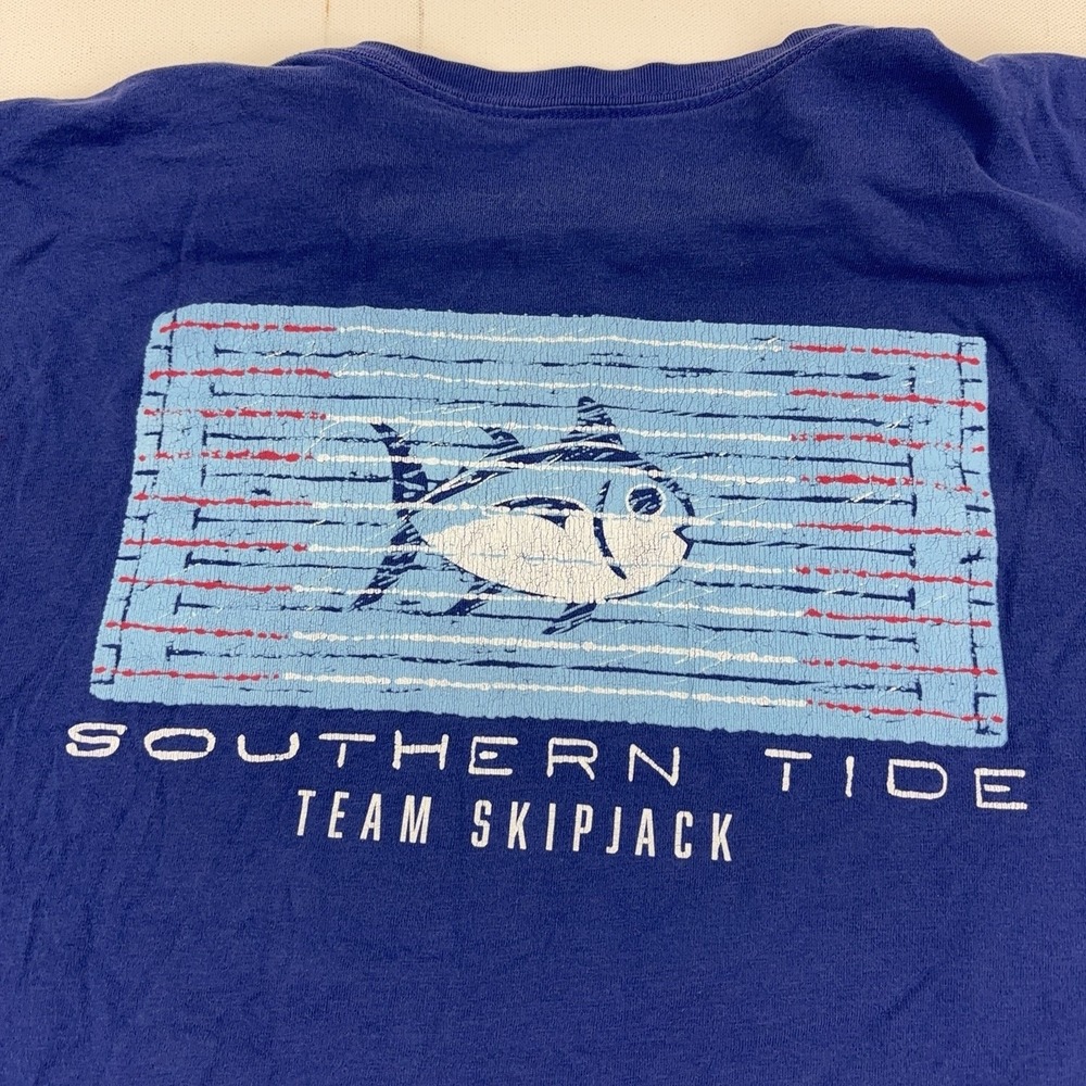 Southern Tide Shirt Mens XL Blue Team Skipjack Fish Graphic Pocket Tee Tagless